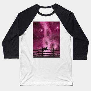 Night full of Sky Pink Watercolor Galaxy Painting Baseball T-Shirt